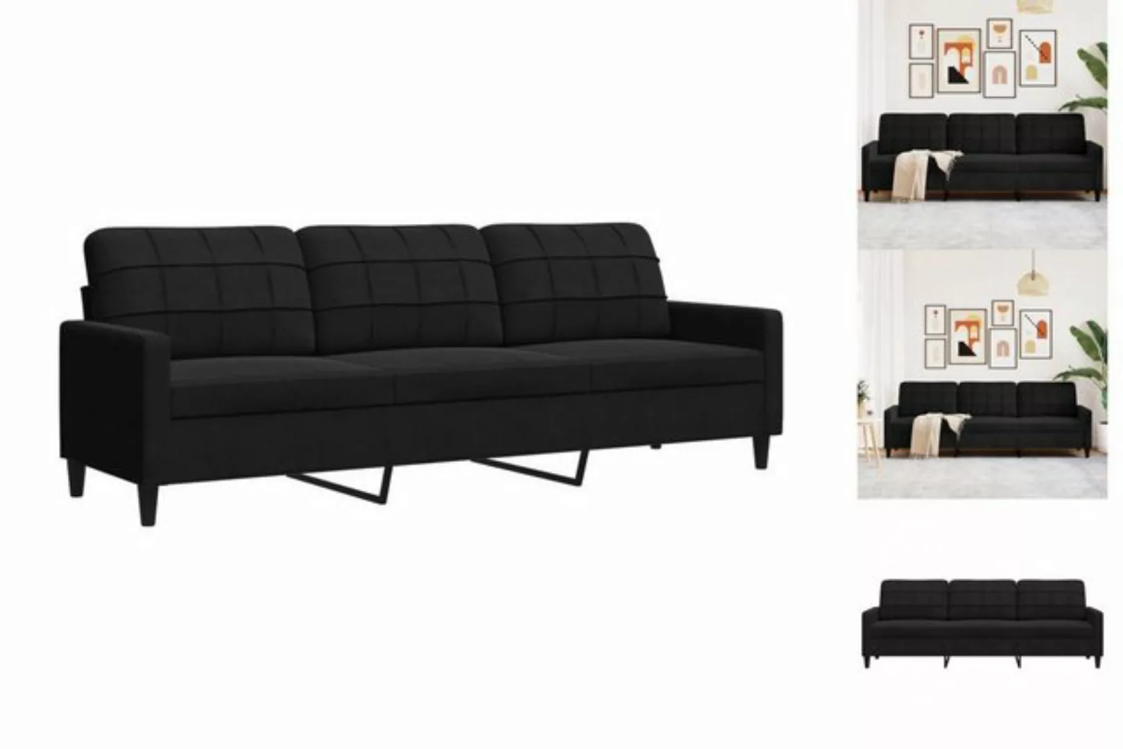 vidaXL Sofa Sofa/ 2-Sitzer/ 3-Sitzer Samt, 210 cm, Schwarz günstig online kaufen