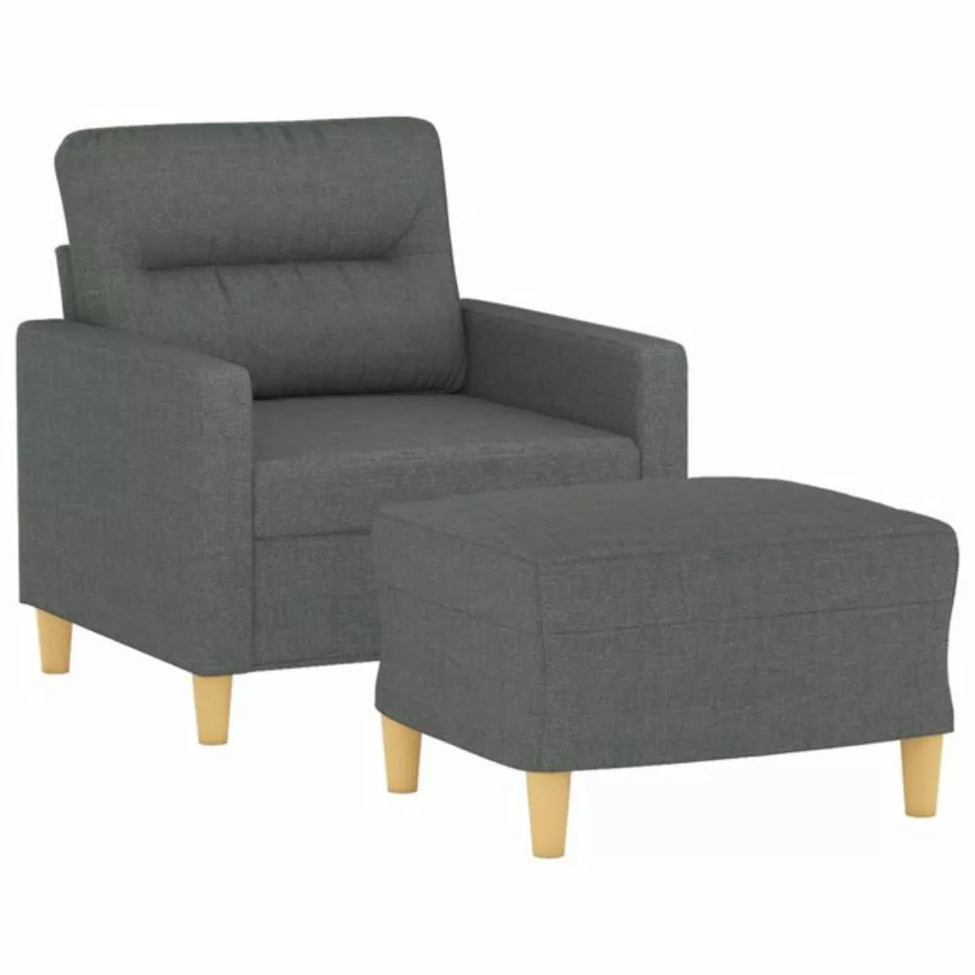 vidaXL Sofa Sessel mit Hocker Dunkelgrau 60 cm Stoff günstig online kaufen