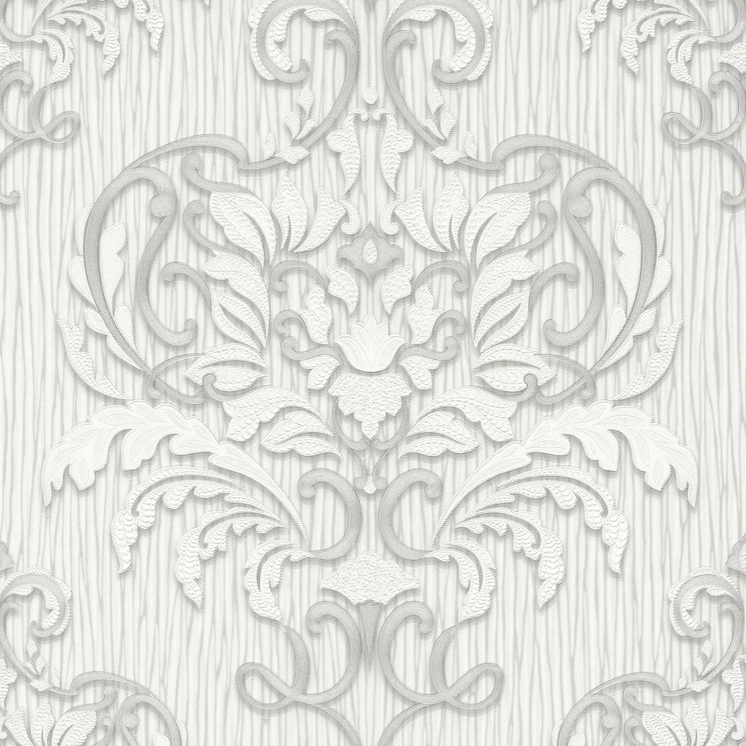 Bricoflor Neobarock Tapete Weiß Grau Elegante Vliestapete mit Ornamenten Ro günstig online kaufen