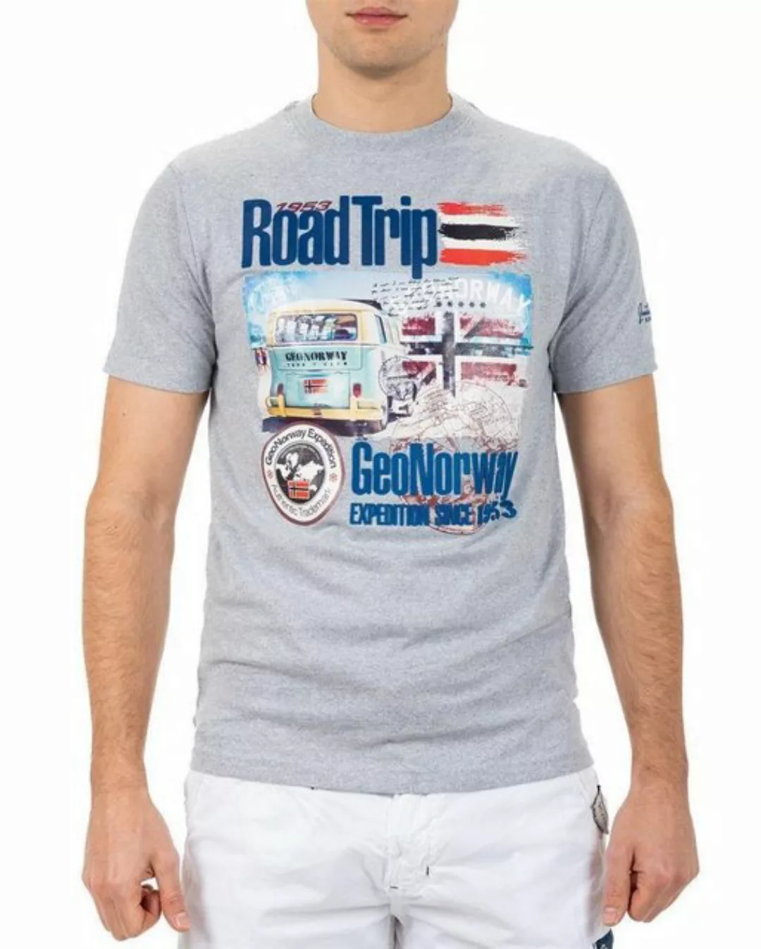 Geo Norway T-Shirt Casual Kurzarm Shirt bajiami Men Blended Grey M (1-tlg) günstig online kaufen