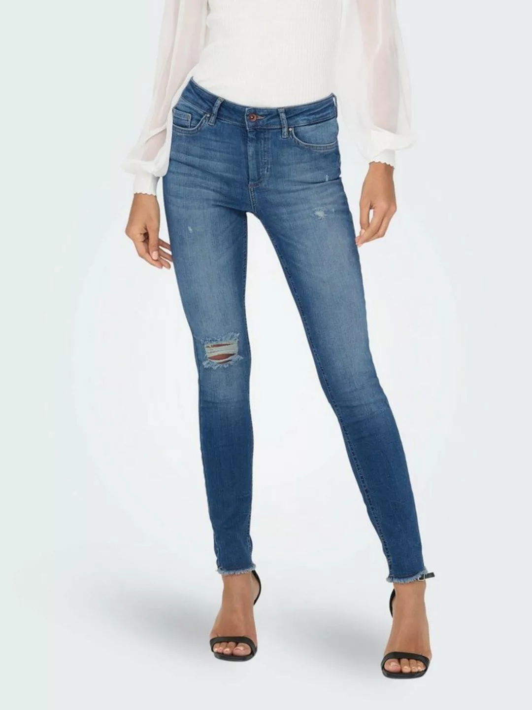 Only Damen Jeans ONLBLUSH MID SK REA023 - Skinny Fit - Blau - Dark Blue Den günstig online kaufen