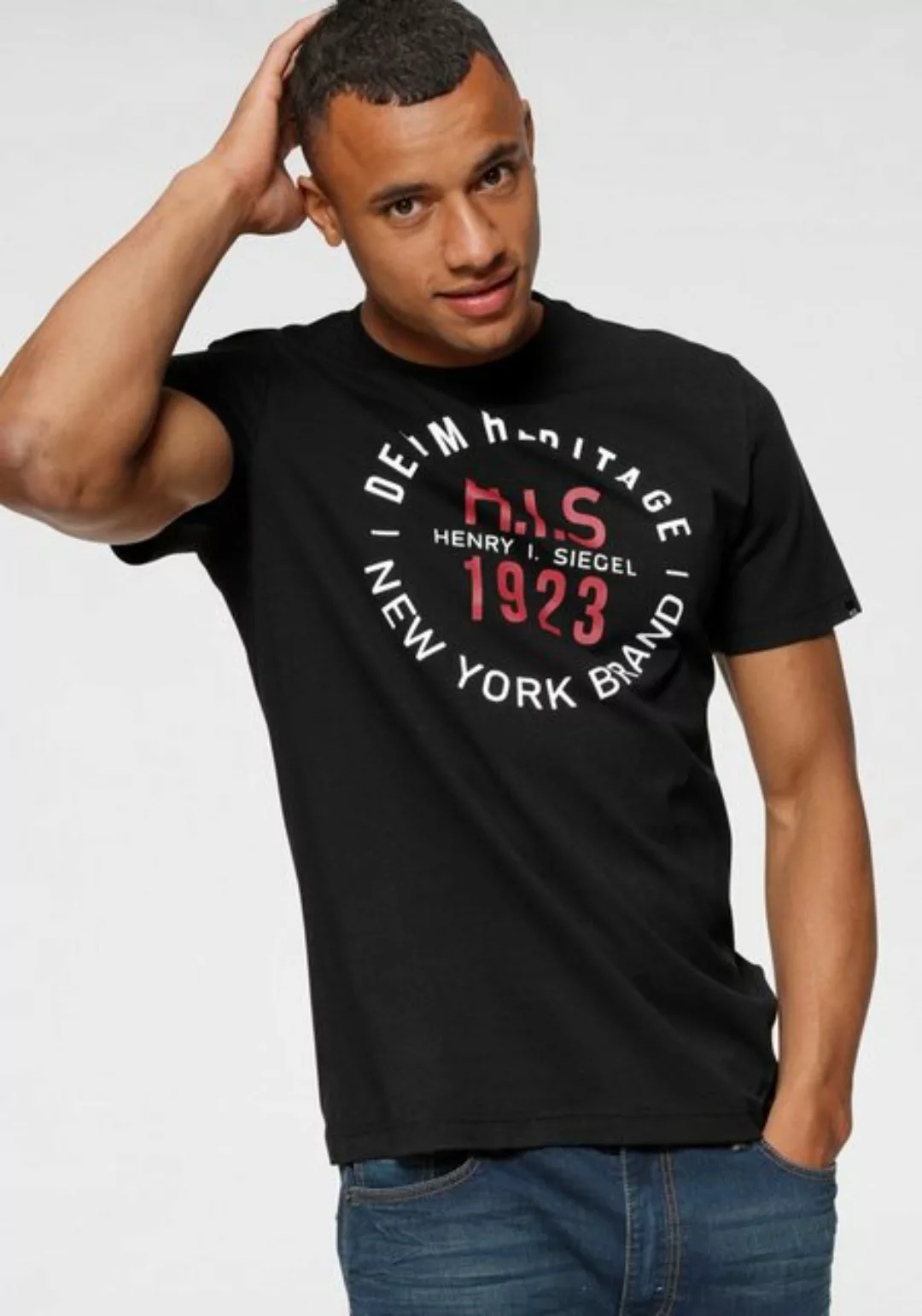 H.I.S Rundhalsshirt, Kurzarm, schmale Passform, mit Print, Rundhals, aus Ba günstig online kaufen