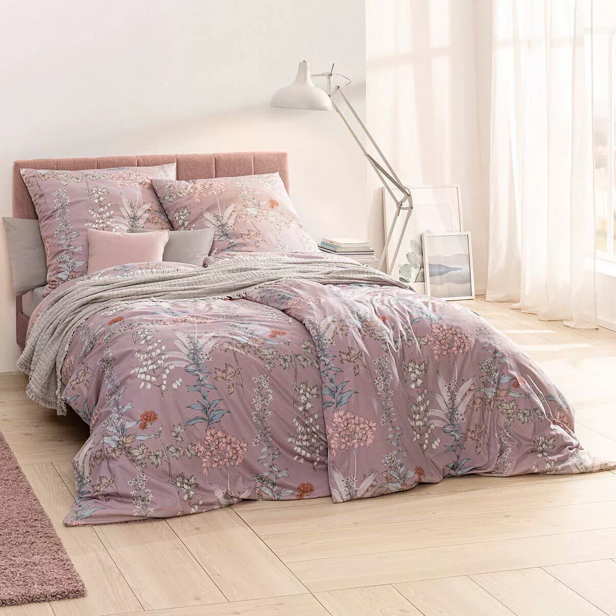 Estella Interlock Jersey Bettwäsche Alisa 6958-065 Lila Blumen 135x200 günstig online kaufen