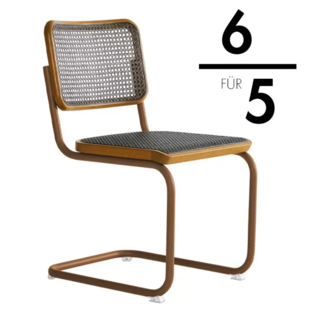 THONET S 32 V Dark Melange ocker | Stahlrohr-Freischwinger | Gestell ocker günstig online kaufen