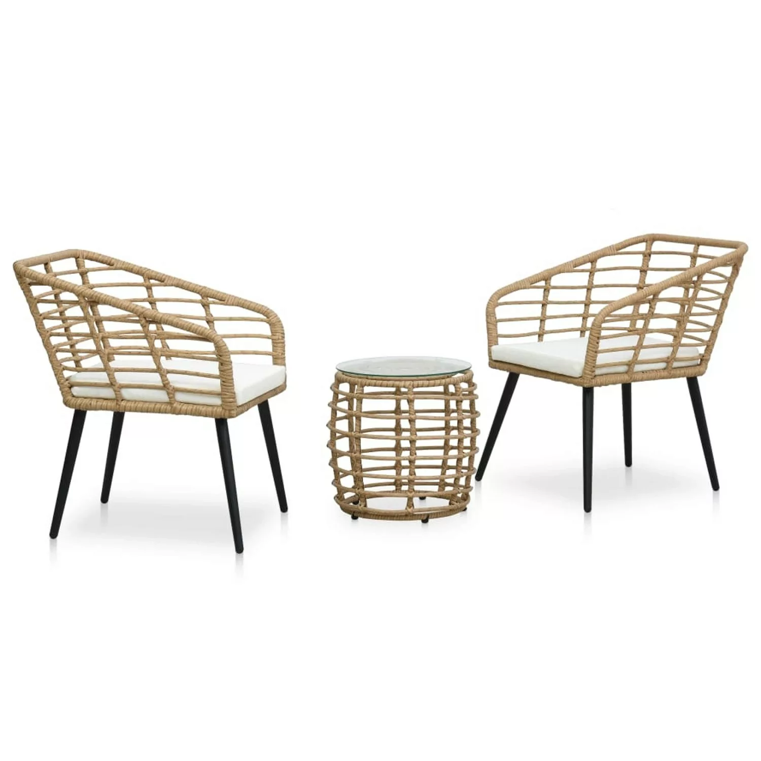 3-tlg. Bistro-set Poly Rattan Eiche günstig online kaufen