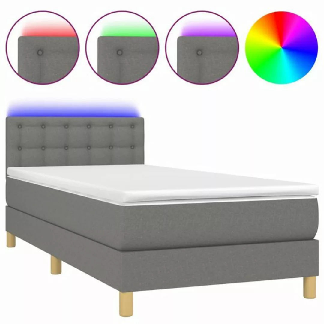 vidaXL Bettgestell Boxspringbett mit Matratze LED Dunkelgrau 90x200 cm Stof günstig online kaufen