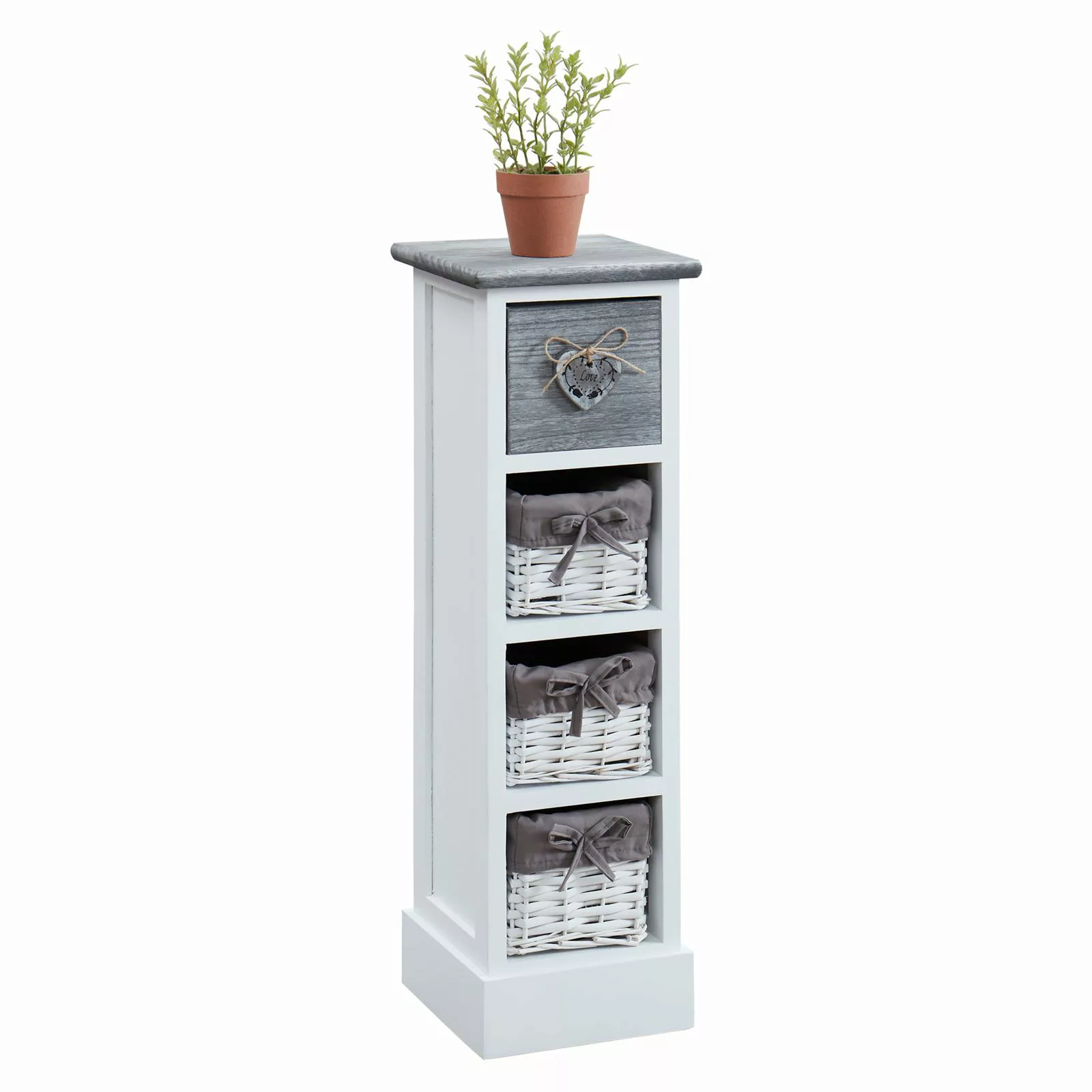 Deko Blumenregal FLOWER in weiß mit 1 Schublade und 3 Körben günstig online kaufen