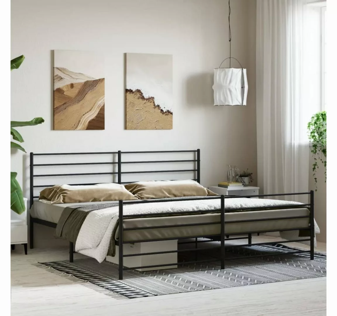 furnicato Bettgestell Metallbett ohne Matratze mit Fußteil Schwarz 180x200 günstig online kaufen