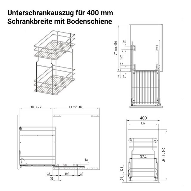 Prima-Online Auszugsunterschrank Unterschrankauszug Küchenauszug Schrankaus günstig online kaufen