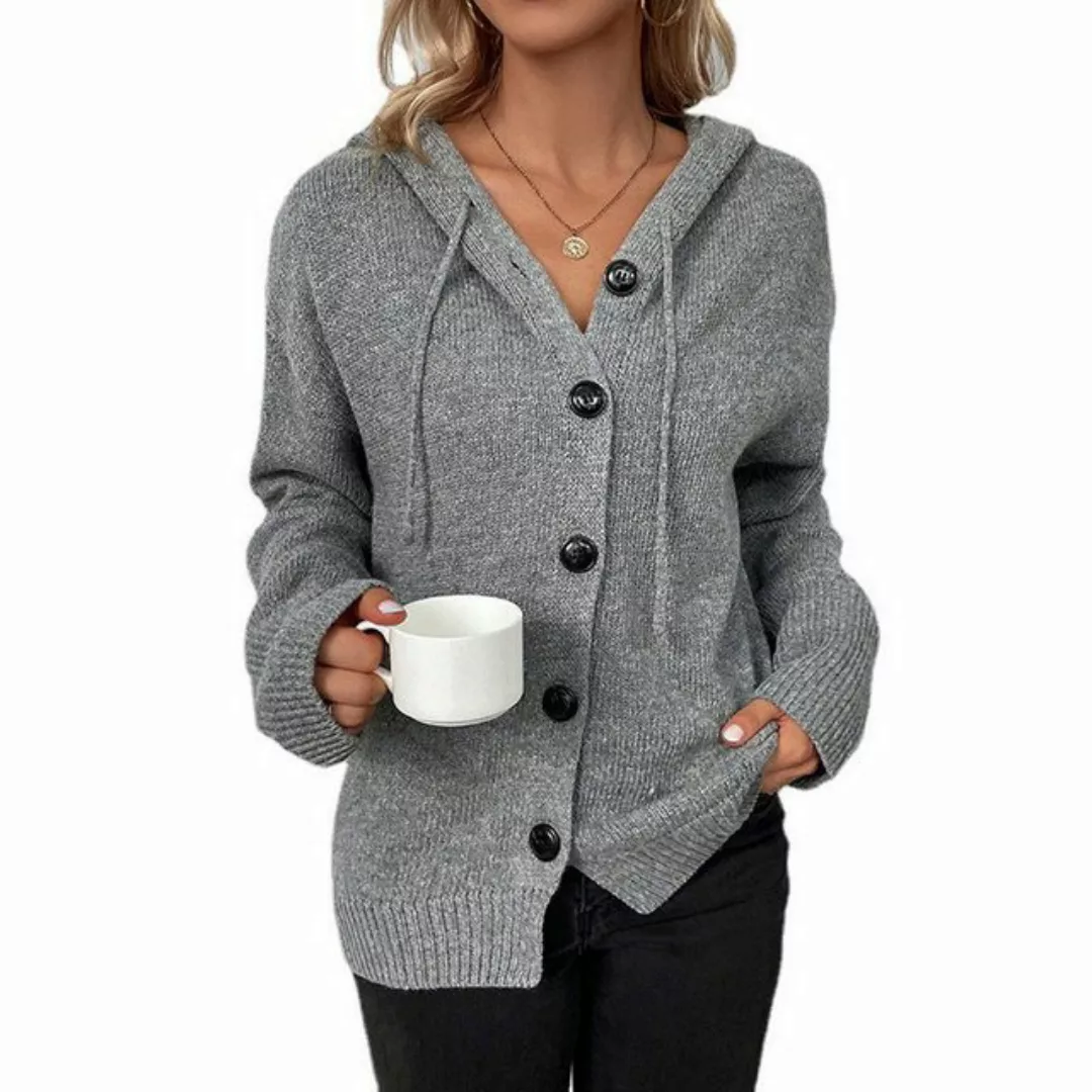 Nebelmeer Strickjacke Modischer Kapuzenpullover für Damen, einfacher Strick günstig online kaufen