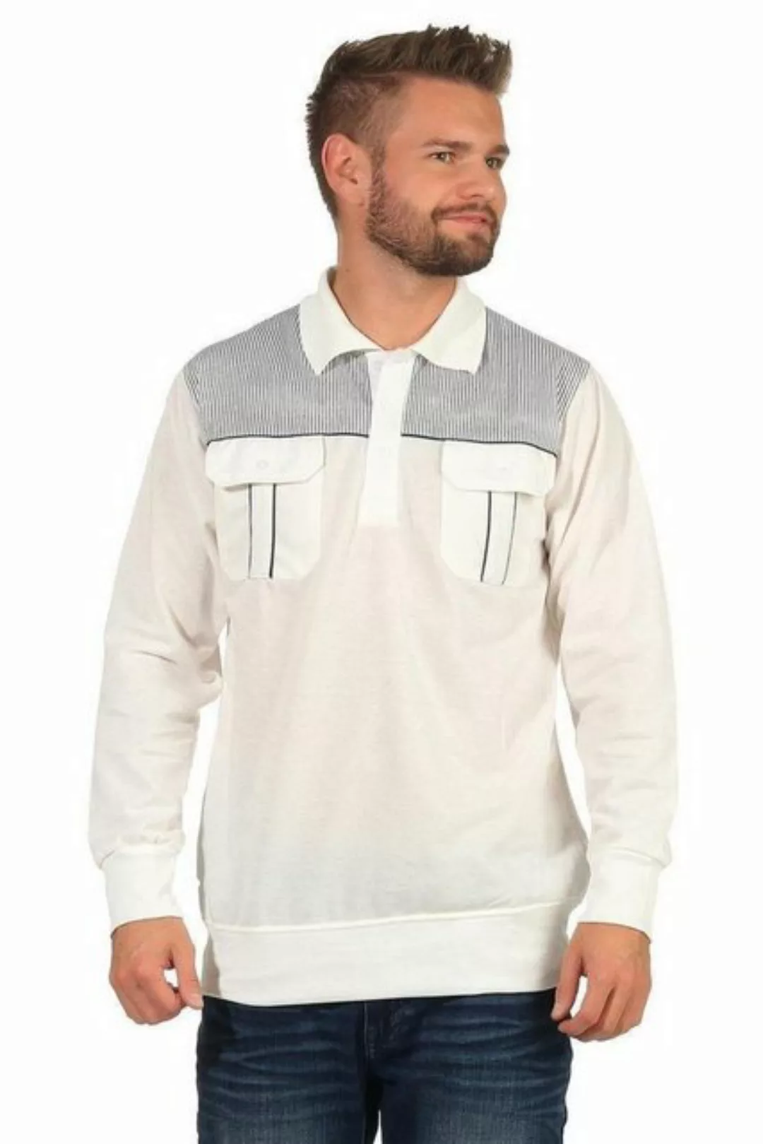 EloModa Poloshirt Herren Polo Shirt Langarm Baumwolle Longsleeve mit Brustt günstig online kaufen