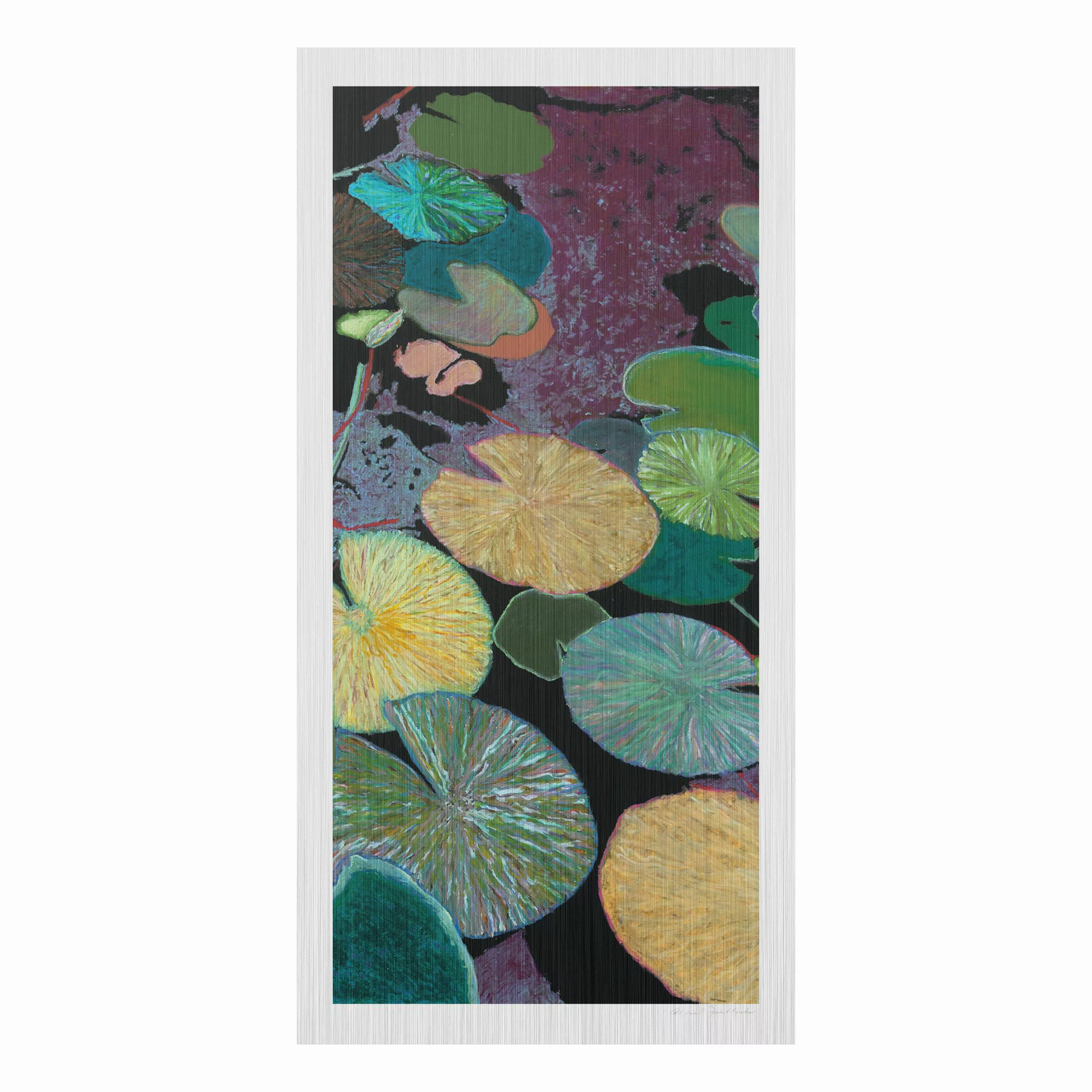 Alu-Dibond Bild Kunstdruck - Hochformat Seerose mit Blättern IV günstig online kaufen