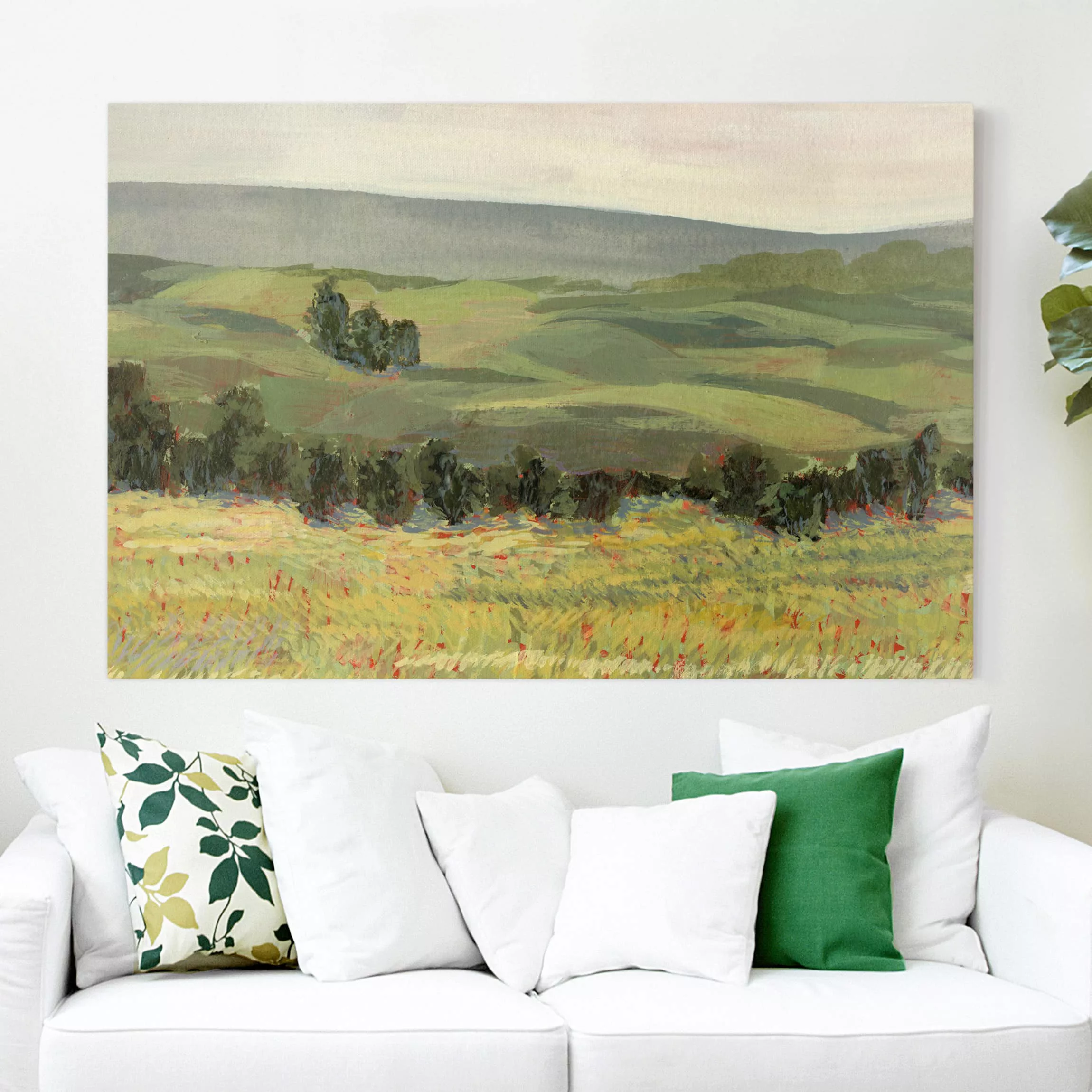 Leinwandbild Natur & Landschaft - Querformat Wiese am Morgen II günstig online kaufen