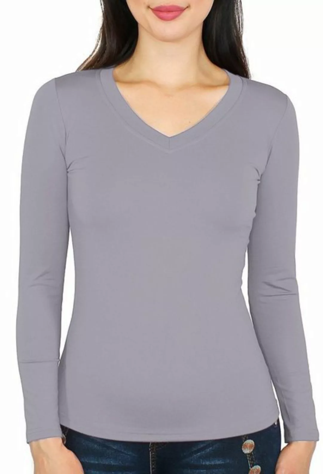 dy_mode Thermohemd Thermo Langarmshirt Damen Thermoshirt Innenfutter V-Auss günstig online kaufen