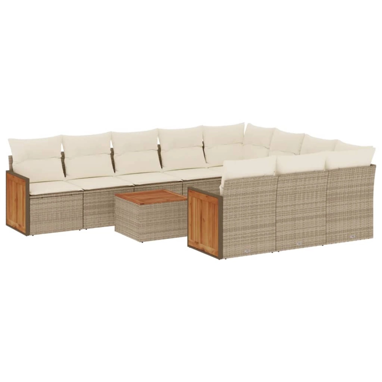 vidaXL 11-Tlg Garten-Sofagarnitur mit Kissen Beige Poly Rattan 3228025 günstig online kaufen