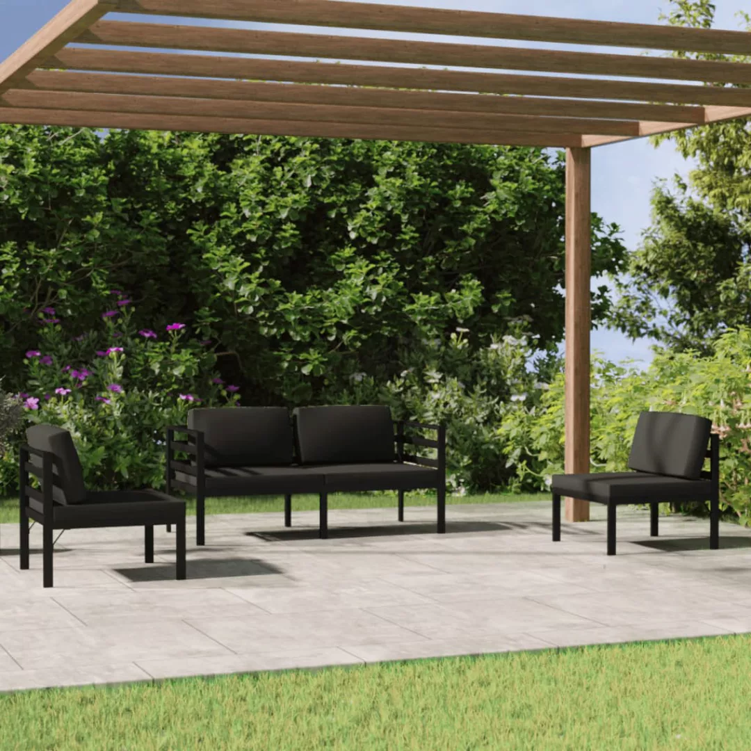 Vidaxl 4-tlg. Garten-lounge-set Mit Kissen Aluminium Anthrazit günstig online kaufen