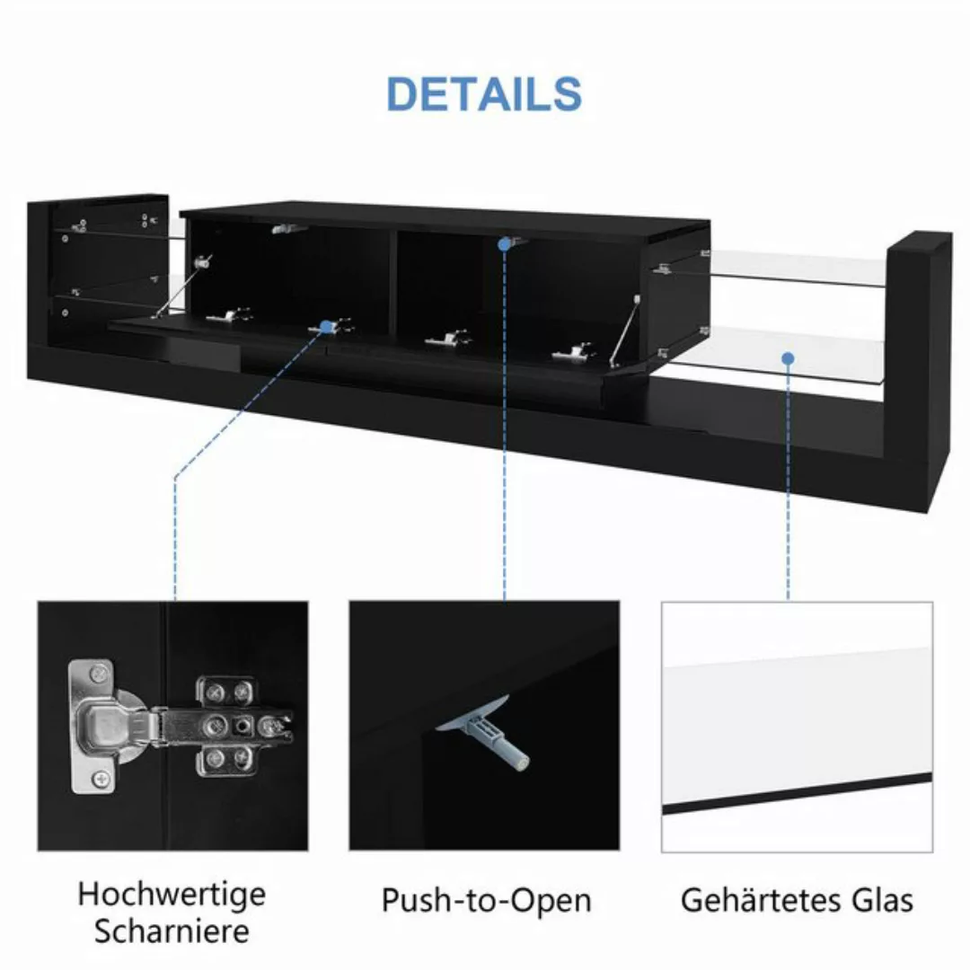 autolock TV-Schrank Hochglanz-TV-Schrank mit LED-Beleuchtung, für TV bis 80 günstig online kaufen