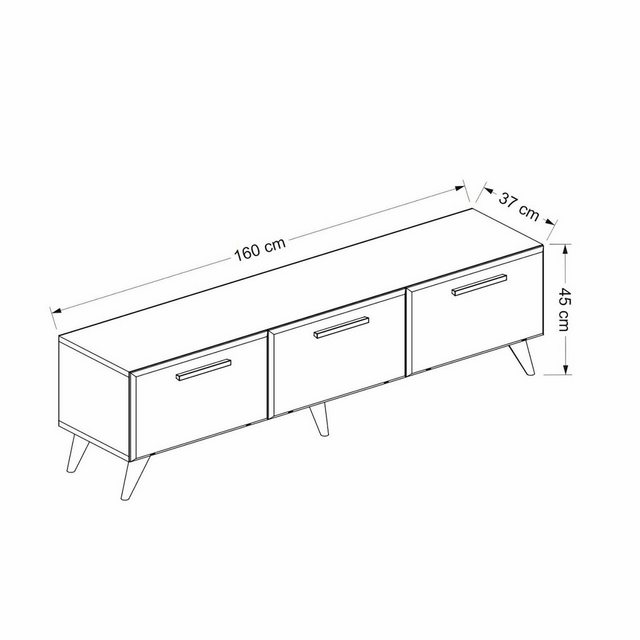 en.casa TV-Schrank Brønderslev TV Board 45x160x37cm Anthrazit günstig online kaufen