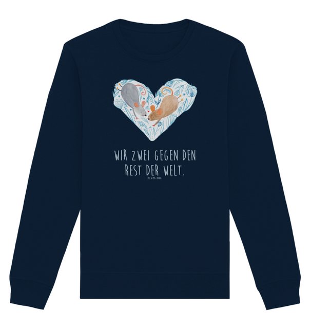 Mr. & Mrs. Panda Longpullover Größe XXL Mäuse Herz - French Navy - Geschenk günstig online kaufen