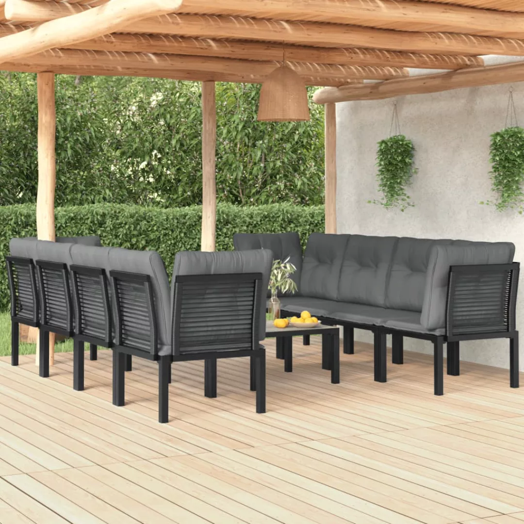 Vidaxl 9-tlg. Garten-lounge-set Schwarz Und Grau Poly Rattan günstig online kaufen