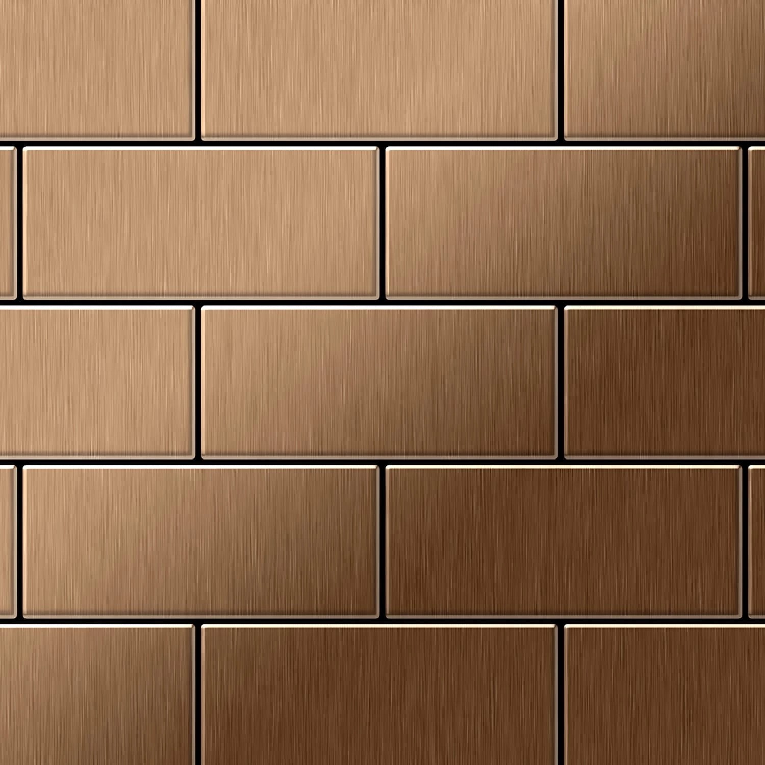 ALLOY Mosaik Fliese Massiv Metall Titan Gebürstet Kupfer 1,6mm Stark Subway günstig online kaufen