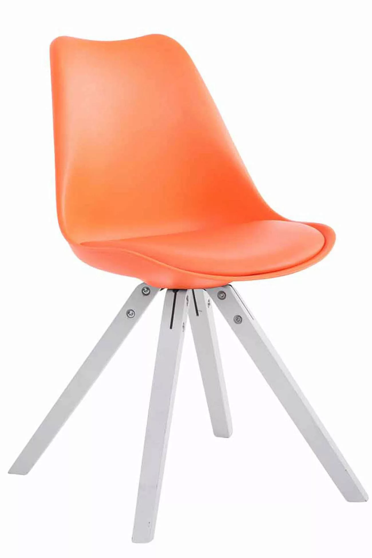 4er Set Stühle Toulouse Kunstleder Weiß Square Orange günstig online kaufen