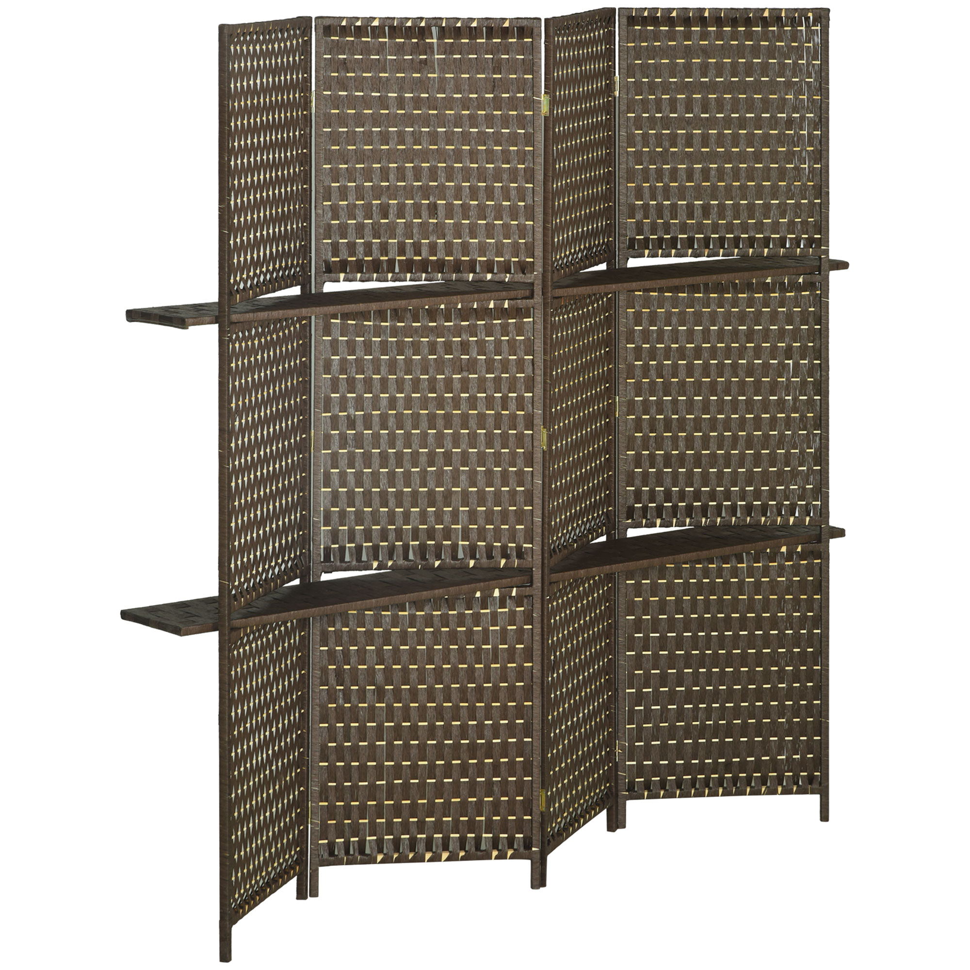 HOMCOM Innenraum-Paravent 4 Paneelen 181L x 180H cm 2 Regale faltbarer Raum günstig online kaufen