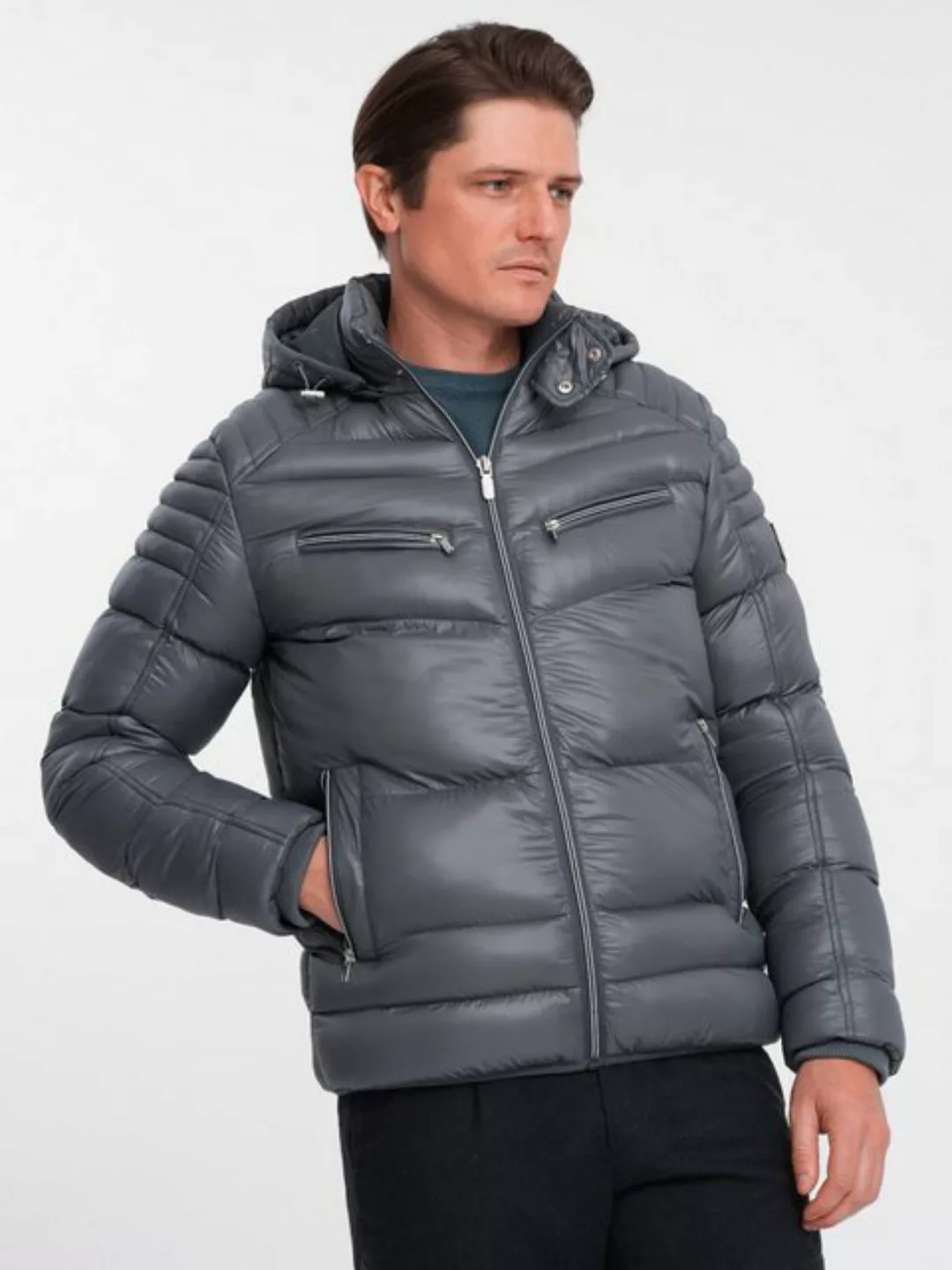 OMBRE Steppjacke Gesteppte Winterjacke für Herren mit dekorativen Reißversc günstig online kaufen