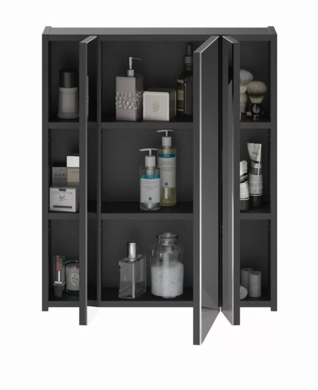 Badezimmerspiegelschrank Linus (Bad Spiegelschrank in schwarz, 60 x 70 cm) günstig online kaufen