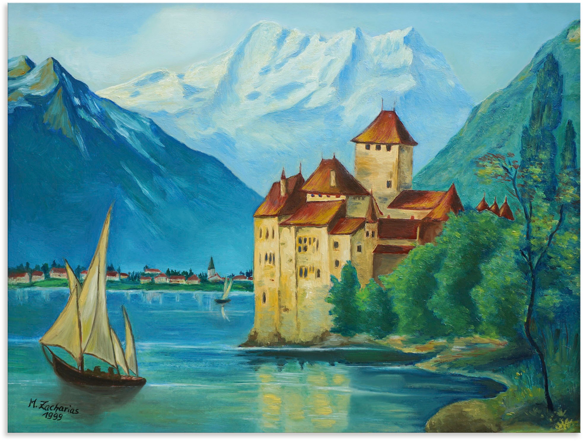 Artland Alu-Dibond-Druck »Schloss Chillon am Genfer See«, Gebäude, (1 St.), günstig online kaufen