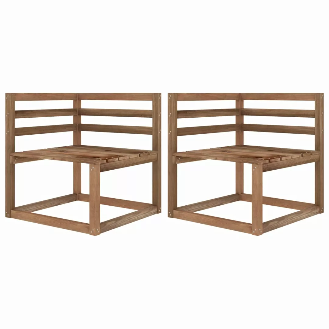 Garten-paletten-ecksofas 2 Stk. Braun Imprägniertes Kiefernholz günstig online kaufen