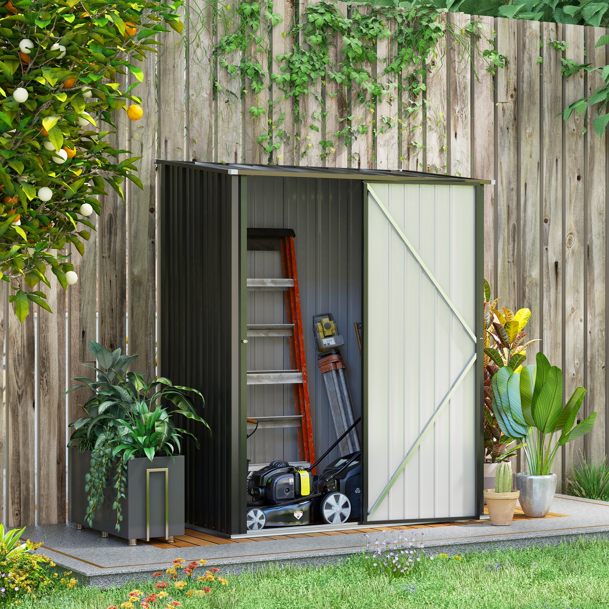 Outsunny Gerätehaus 1,34 m²  Abschließbarer Gartenschrank mit Pultdach aus günstig online kaufen