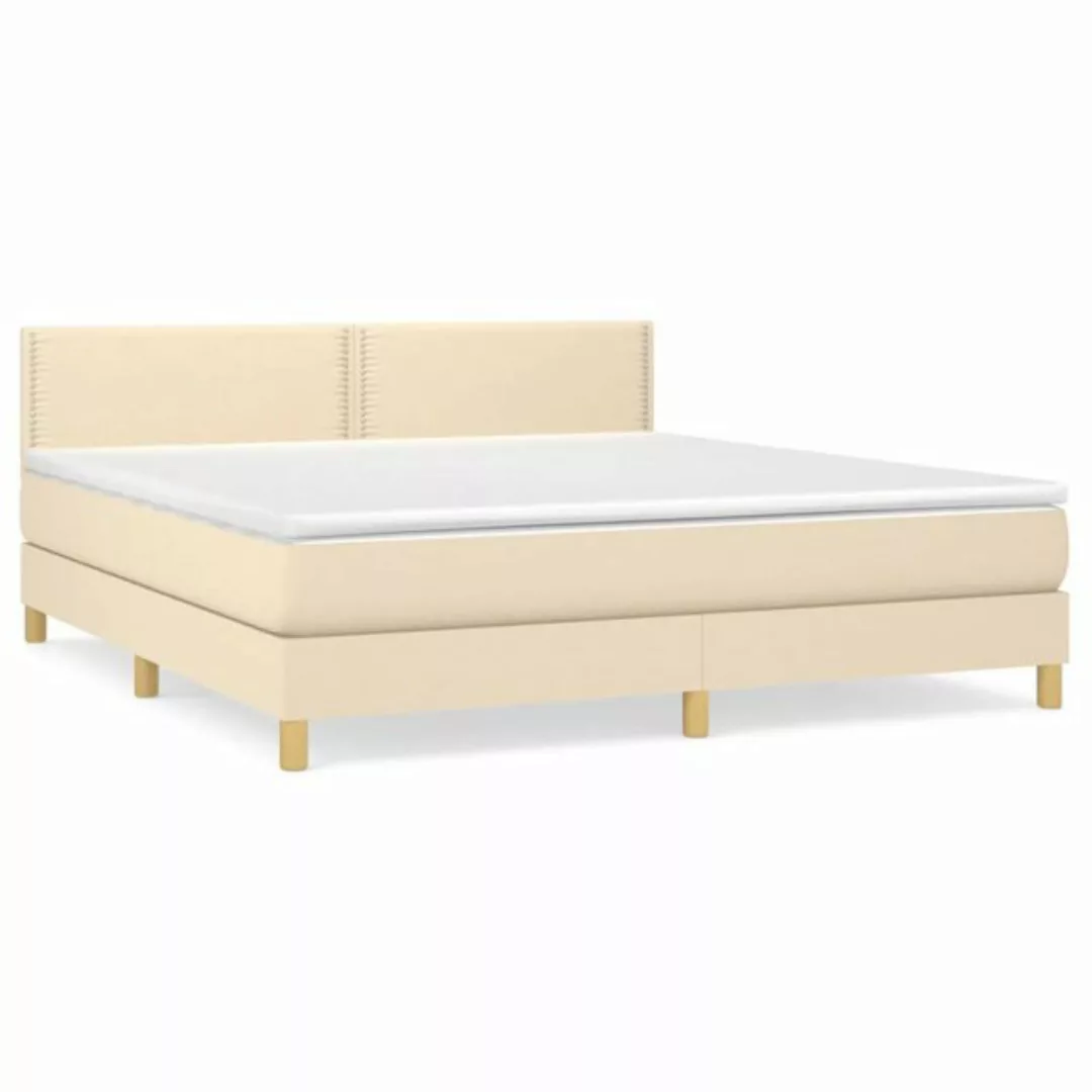 vidaXL Boxspringbett Boxspringbett mit Matratze Creme 160x200 cm Stoff Bett günstig online kaufen