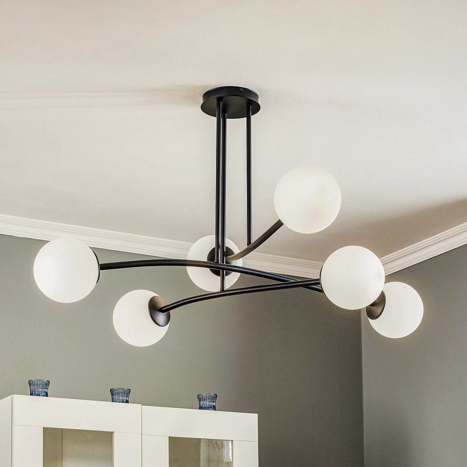 Deckenlampe Major, schwarz, sechsflammig günstig online kaufen