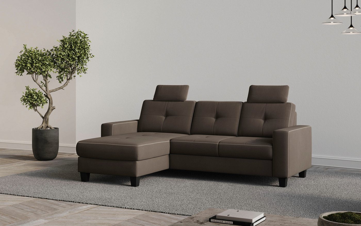 Places of Style Ecksofa "Varese L-Form", Kreuznaht in beige günstig online kaufen