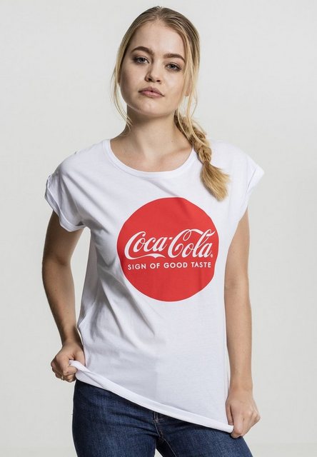 Merchcode Ladies Coca Cola Round Logo Tee MC067 White günstig online kaufen