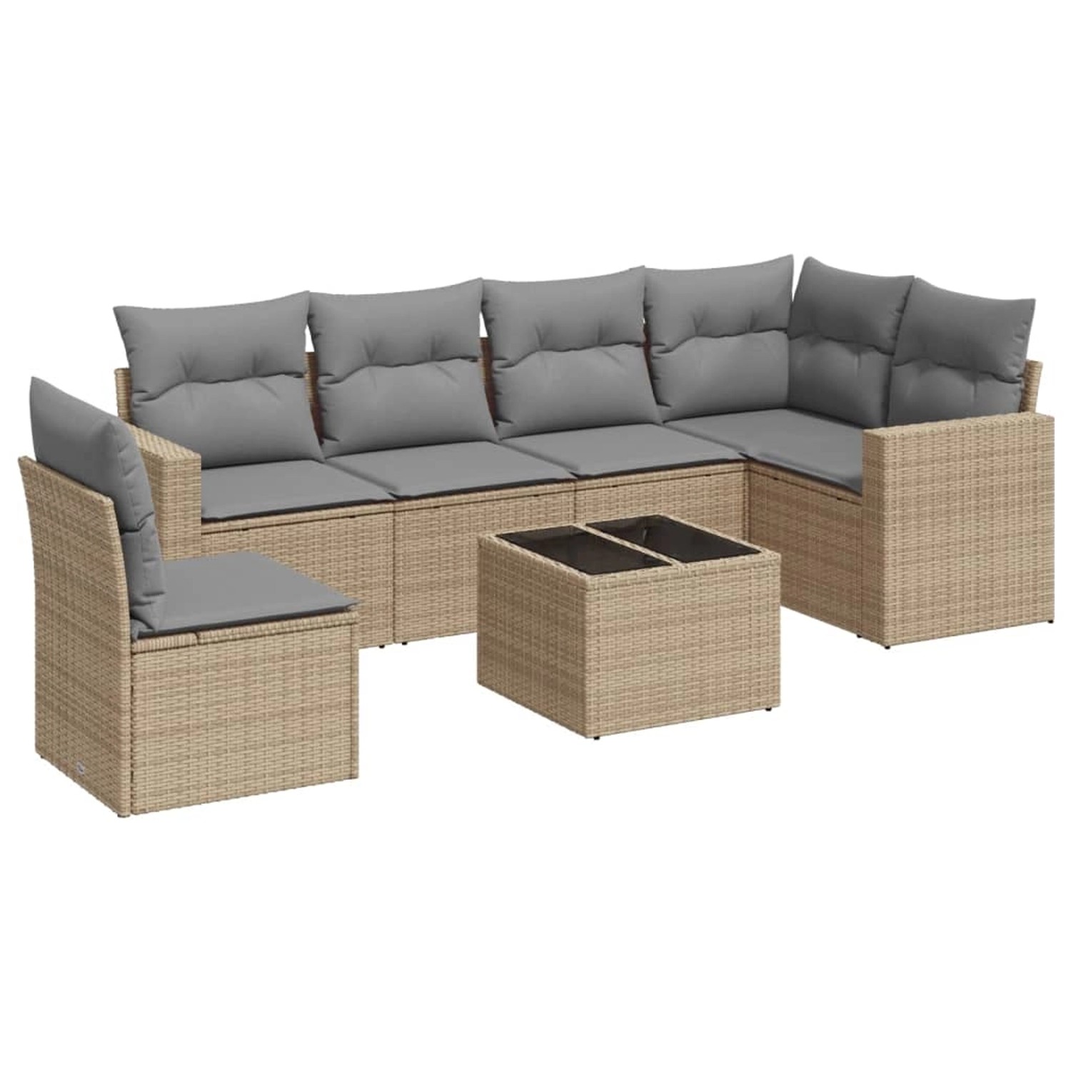 vidaXL 7-Tlg Garten-Sofagarnitur mit Kissen Beige Poly Rattan 3219029 günstig online kaufen