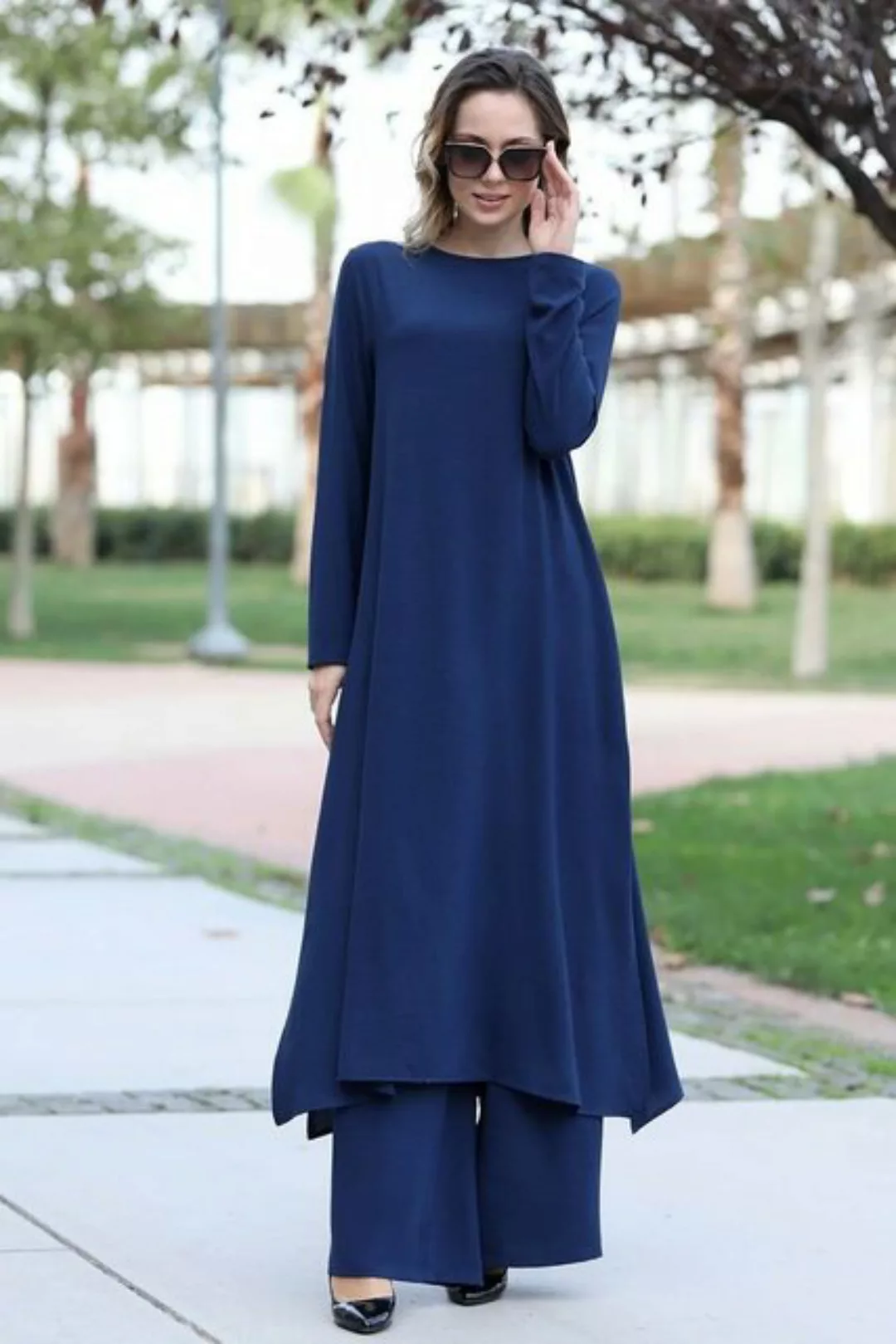 Modavitrini Tunikakleid Damen Anzug Zweiteiler Longtunika mit Hose Hijab Kl günstig online kaufen