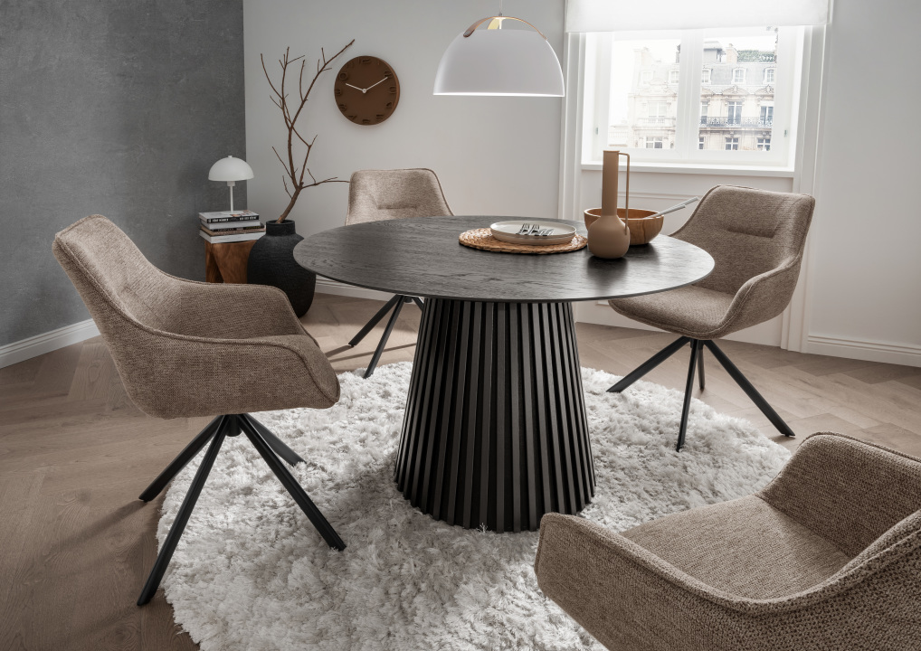 Indoormöbelset Diningsessel San Carlo Light Brown & Tisch Andria Black Oak günstig online kaufen