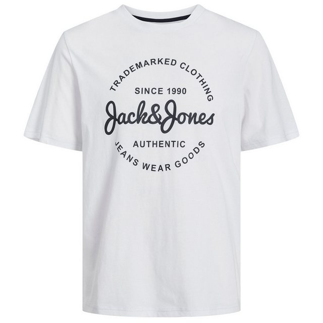 Jack & Jones Rundhalsshirt Jack&Jones XXL T-Shirt weiß Frontprint JJFOREST günstig online kaufen