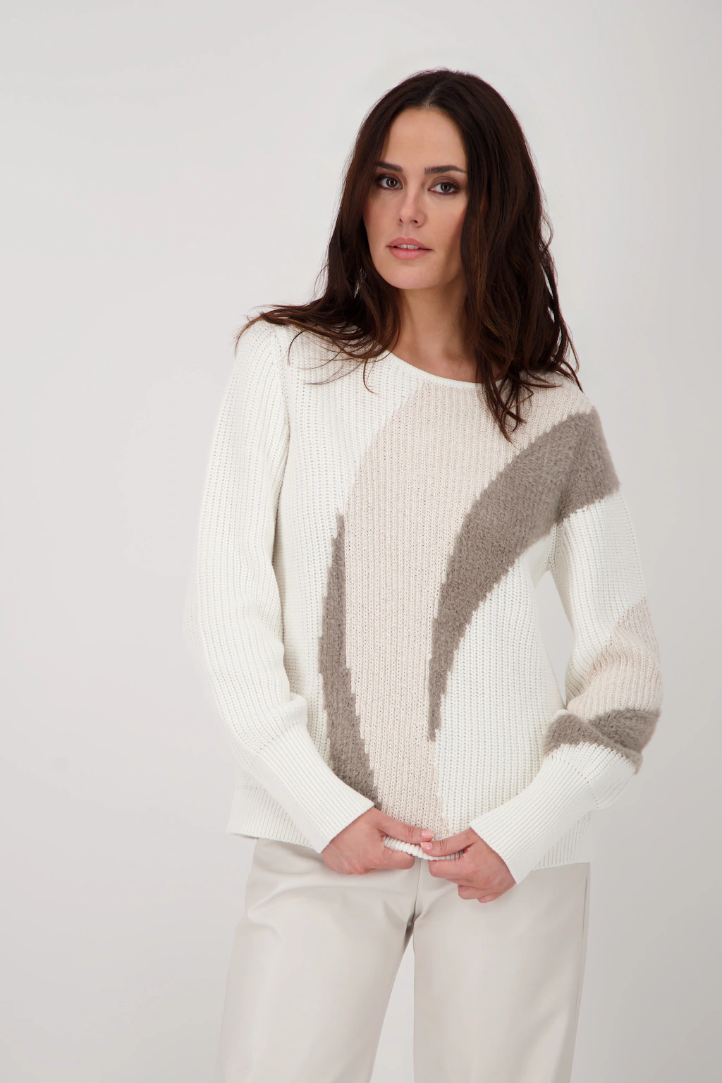 Monari Strickpullover "Pullover Intarsie", Mit Rundhalsausschnitt günstig online kaufen