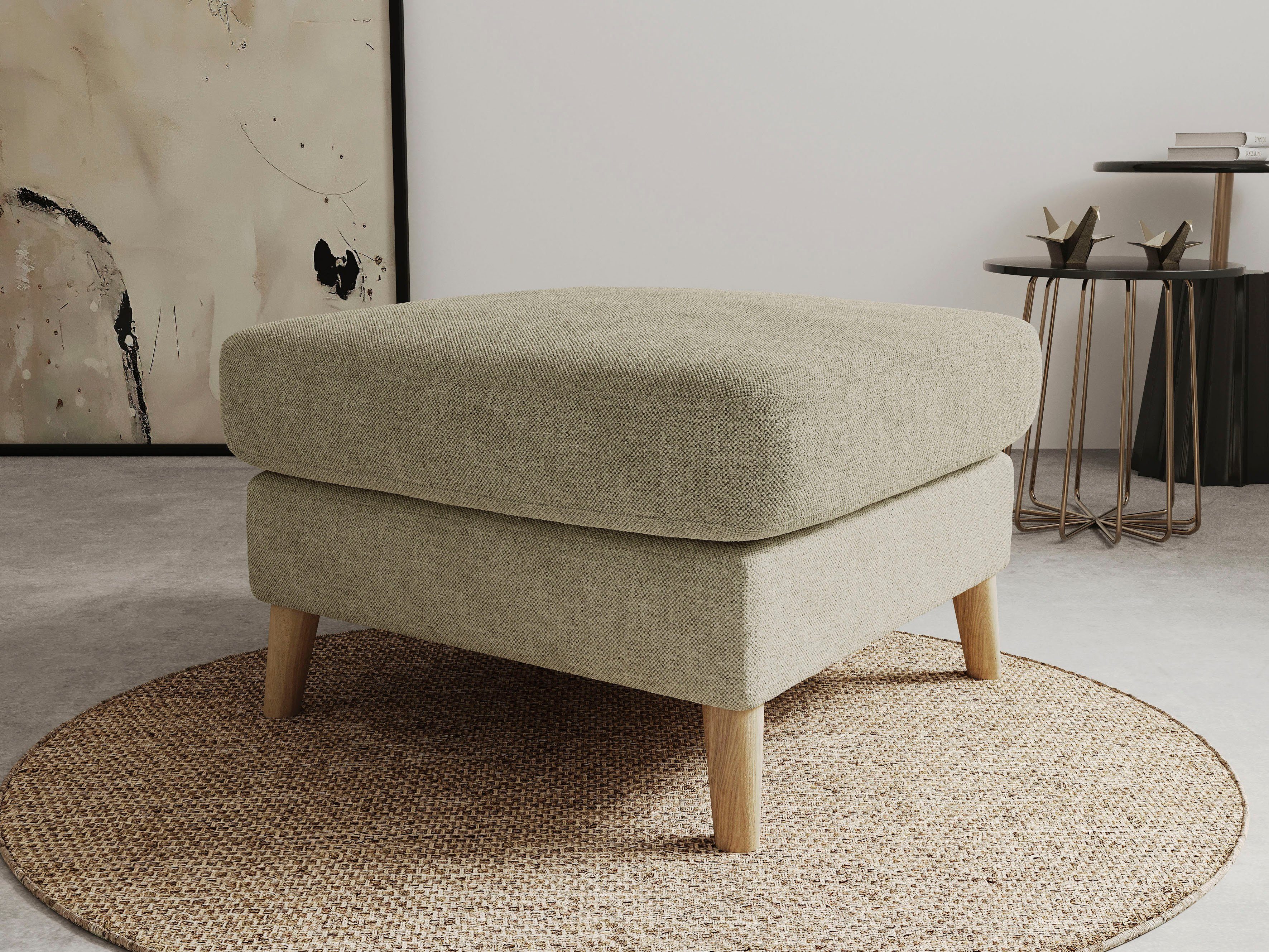Home affaire Polsterhocker "MARSEILLE", Massivholzbeine Eiche, Landhausstil günstig online kaufen