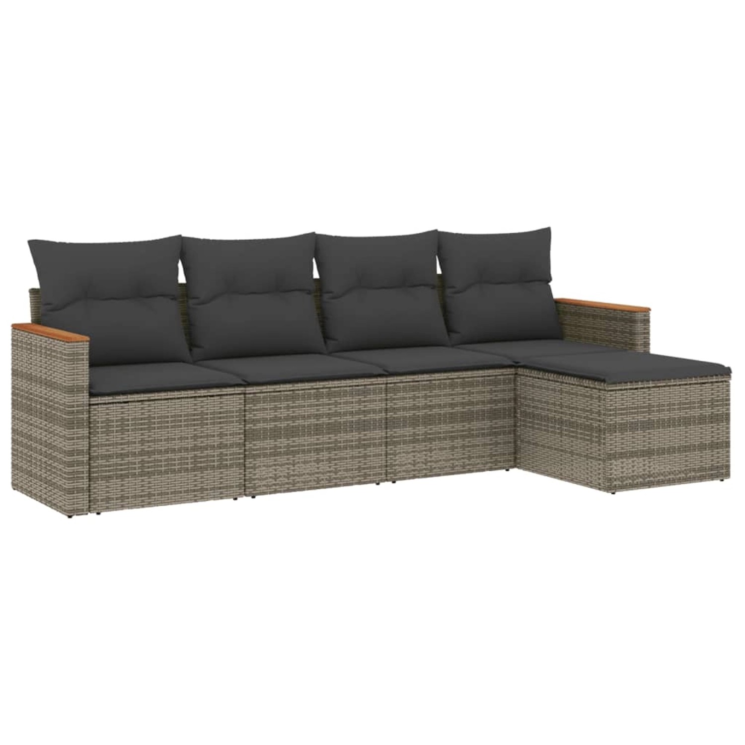 vidaXL 5-Tlg Garten-Sofagarnitur mit Kissen Grau Poly Rattan 3258322 günstig online kaufen