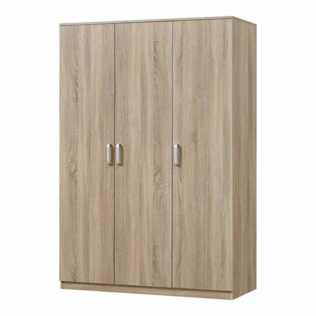 en.casa Kleiderschrank »Bodolz« 1 Stange, 4 Fächer 176x120x52 cm Sonoma-Eic günstig online kaufen