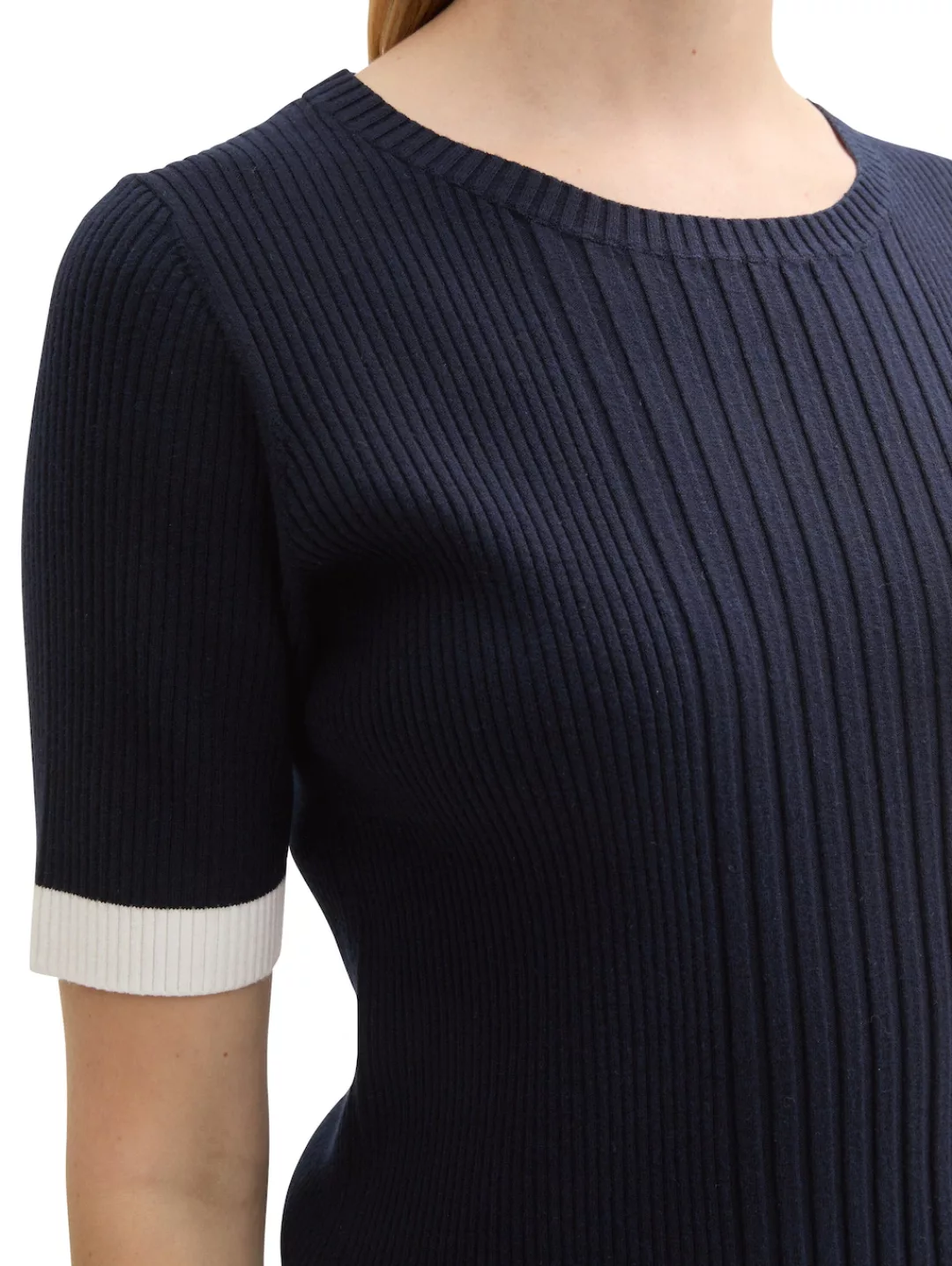 TOM TAILOR Kurzarmpullover, mit Rippstruktur günstig online kaufen