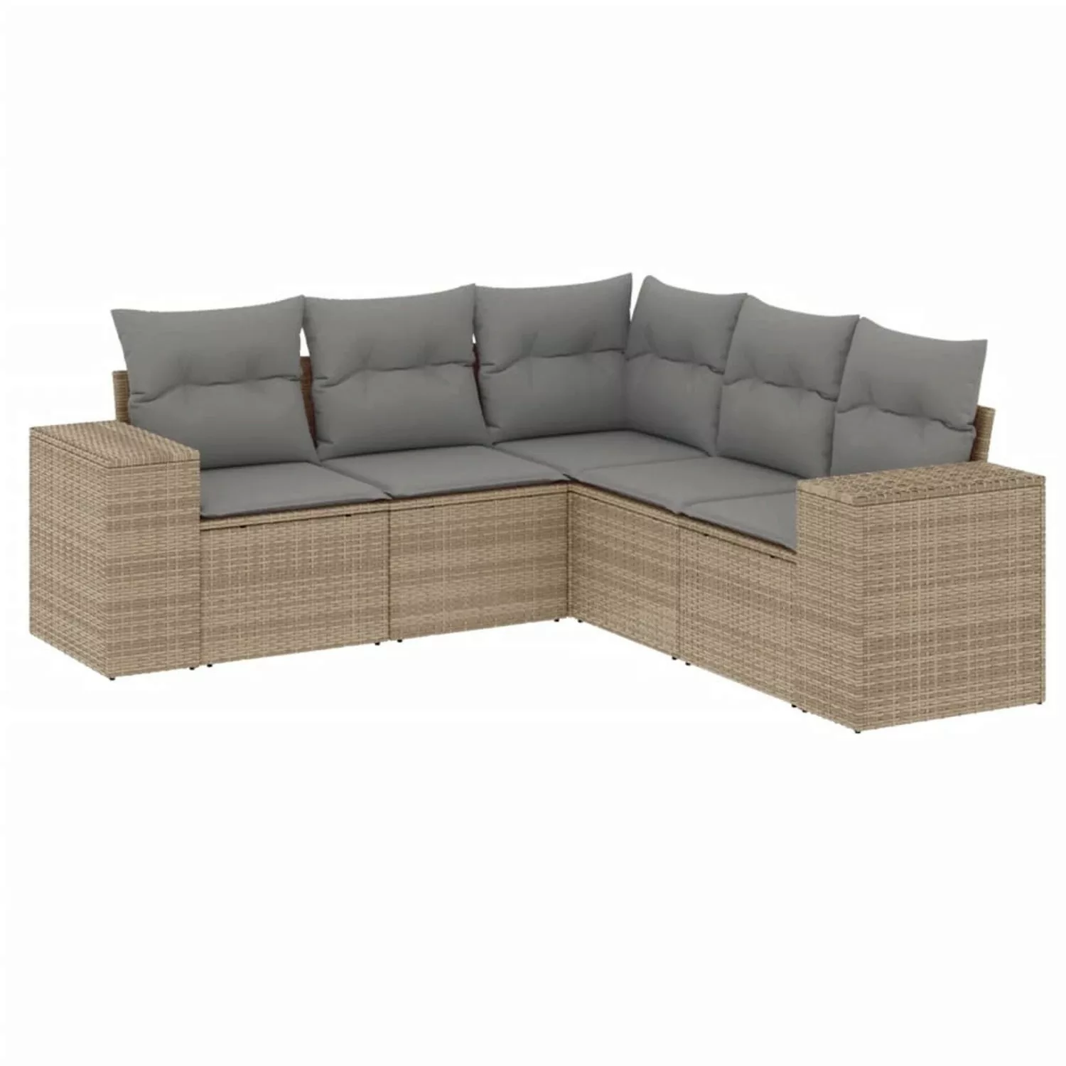 vidaXL 5-tlg Garten-Sofagarnitur mit Kissen Beige Poly Rattan Modell 152 günstig online kaufen