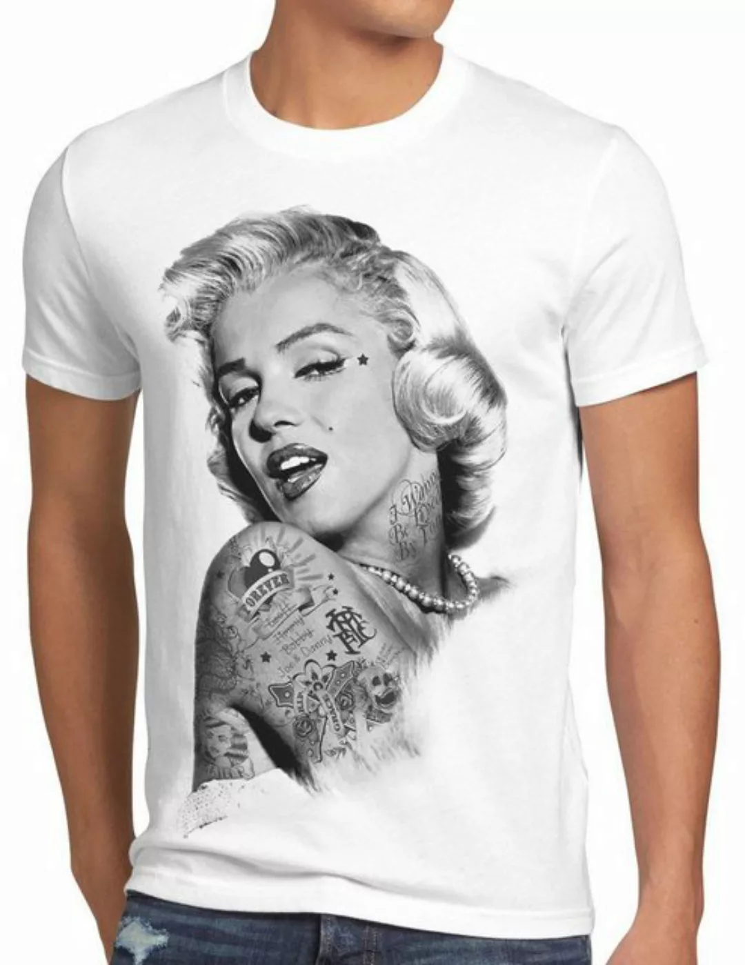 style3 Print-Shirt Herren T-Shirt Tattoo Marilyn inked rock punk star maryl günstig online kaufen