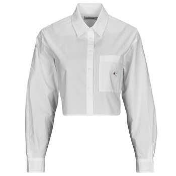 Calvin Klein Jeans  Blusen WOVEN LABEL CROPPED SHIRT günstig online kaufen