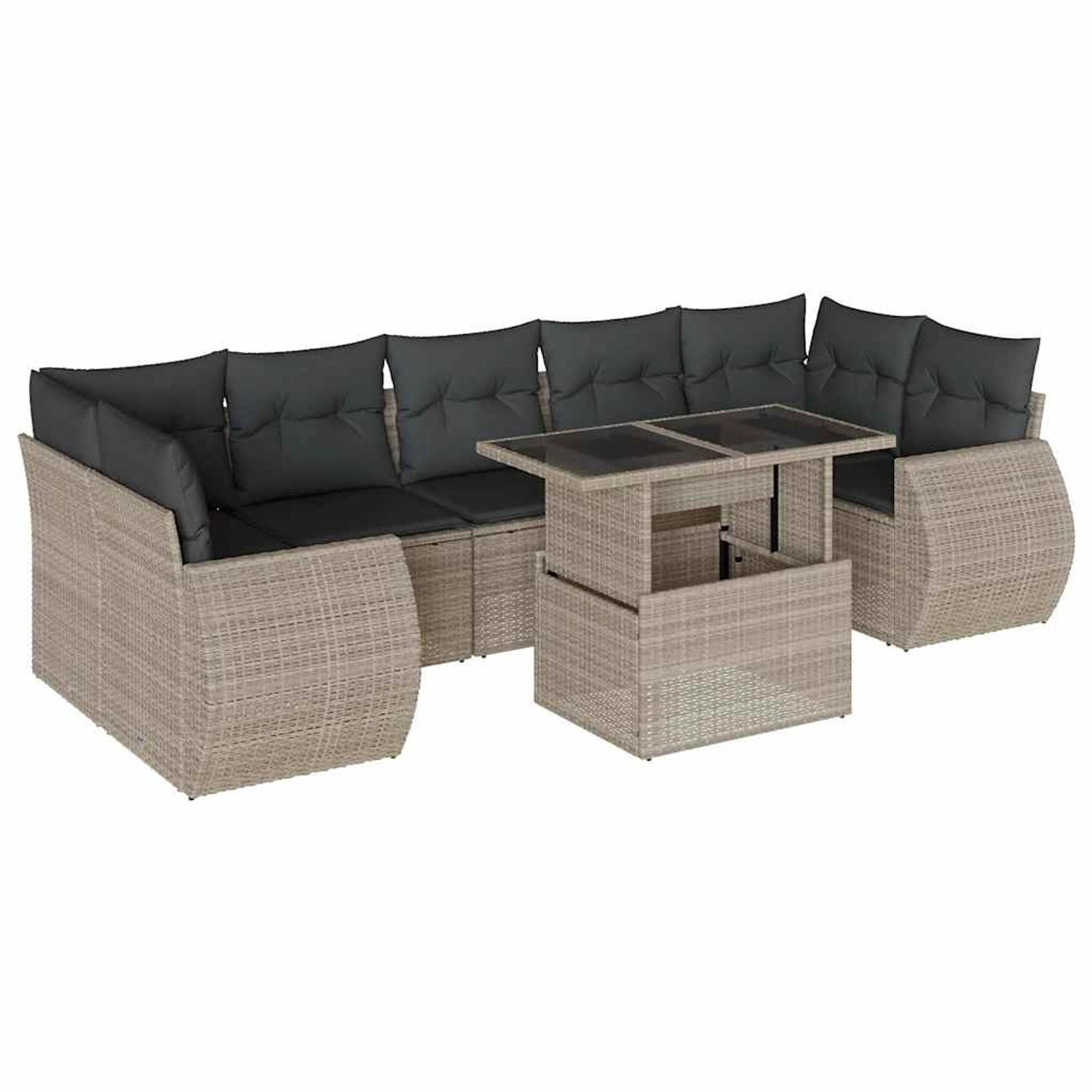 vidaXL 8-Tlg Garten-Sofagarnitur mit Kissen Hellgrau Poly Rattan 3268412 günstig online kaufen