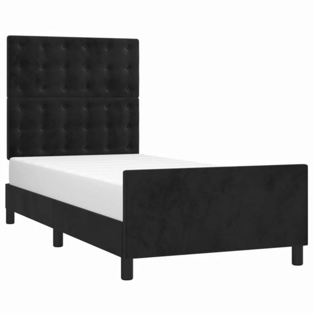 vidaXL Bett Bettgestell mit Kopfteil Schwarz 90x200 cm Samt günstig online kaufen